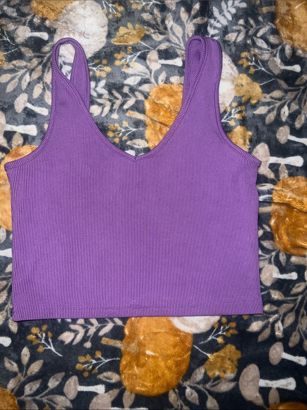 Shein Purple Ribbed V-Neck Cropped Tank